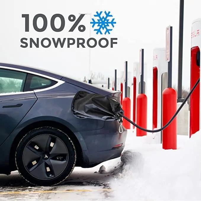New energy vehicle charging waterproof cover in grey with drawstring closure