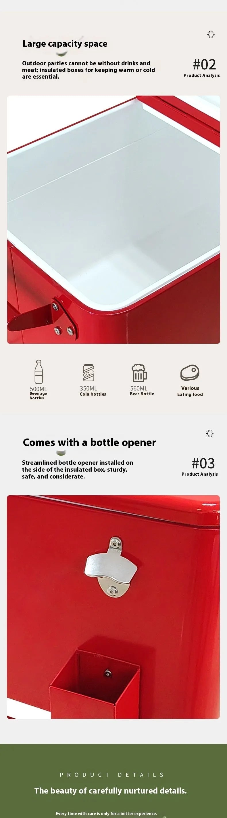 Red outdoor insulated trolley with metal heat preservation cart design and 750ml capacity