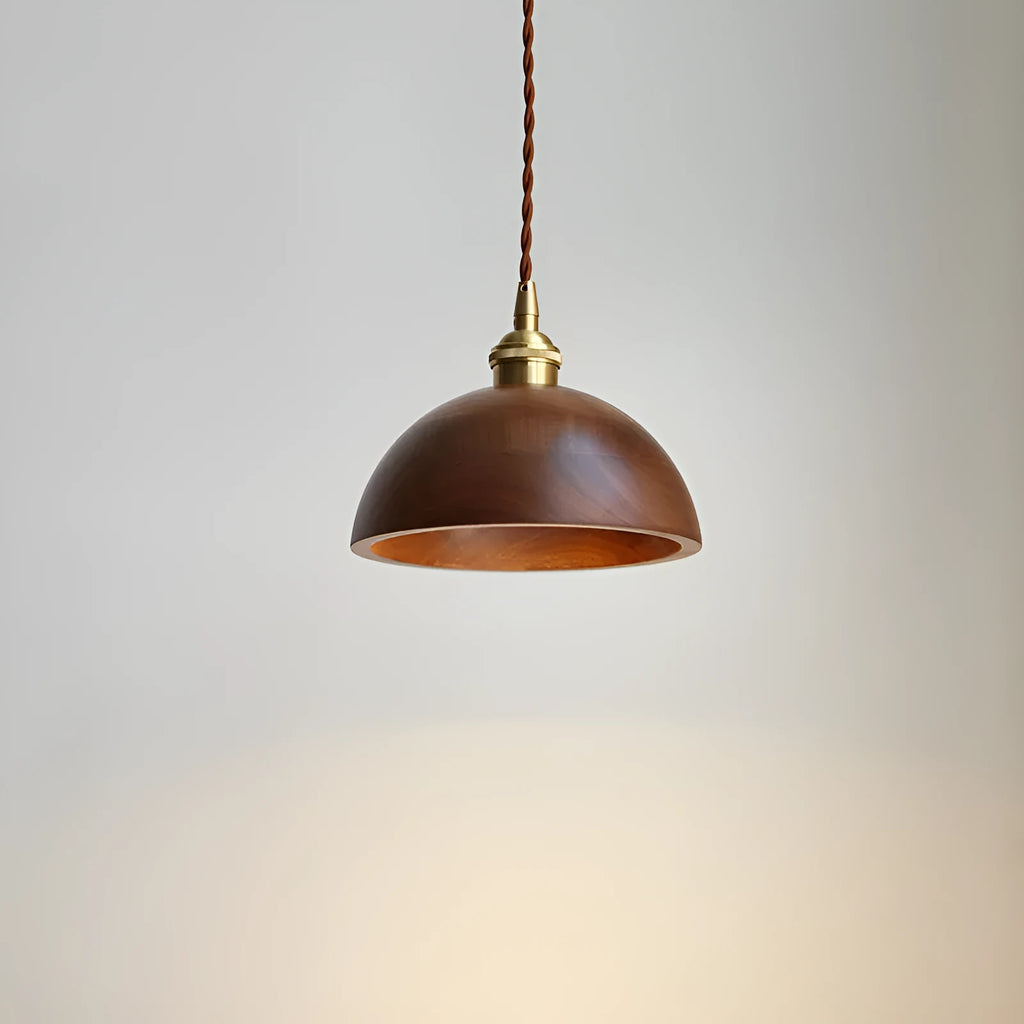 Single-head black walnut and copper droplight chandelier with a leisure window design
