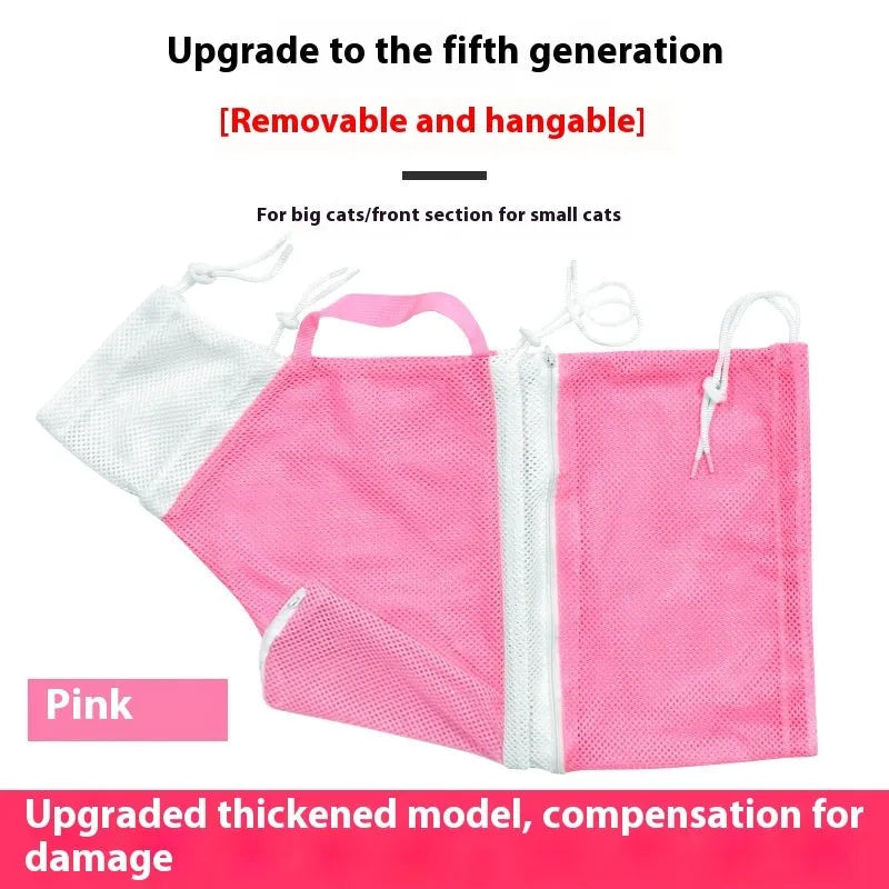 Fifth generation cat grooming bag with adjustable lifting system and detachable scratch-resistant design