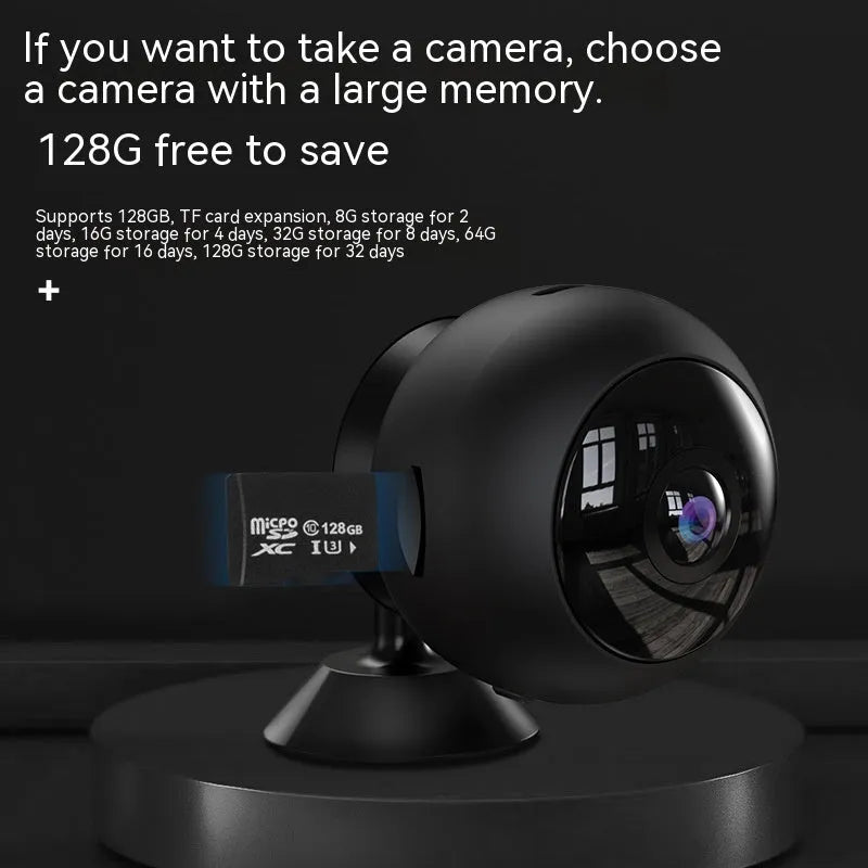 1080p wireless Wi-Fi surveillance camera with ABS housing and USB cable