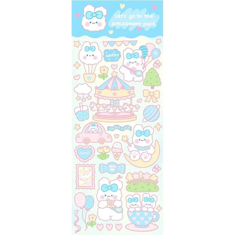 Colourful PVC waterproof cartoon stickers for agenda notebook and office stationery decoration