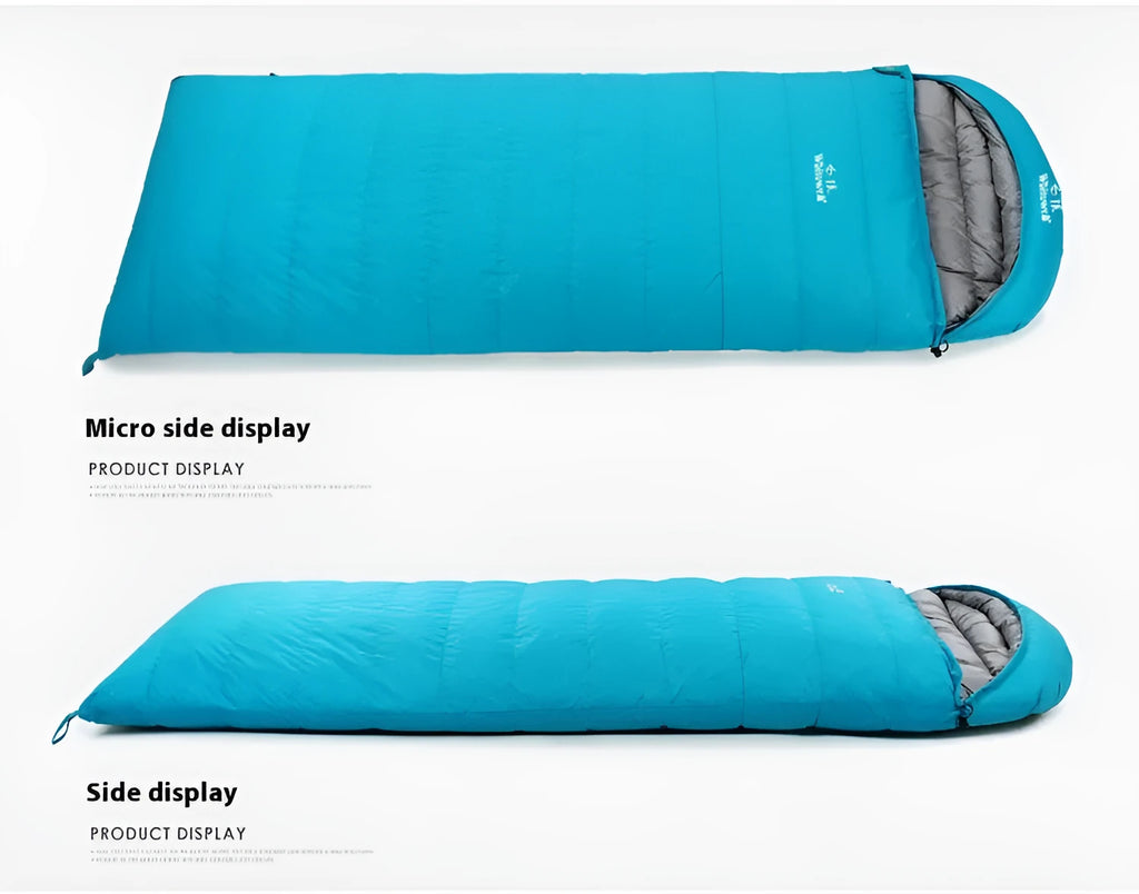 Black outdoor sleeping bag with envelope structure and tear-resistant nylon construction