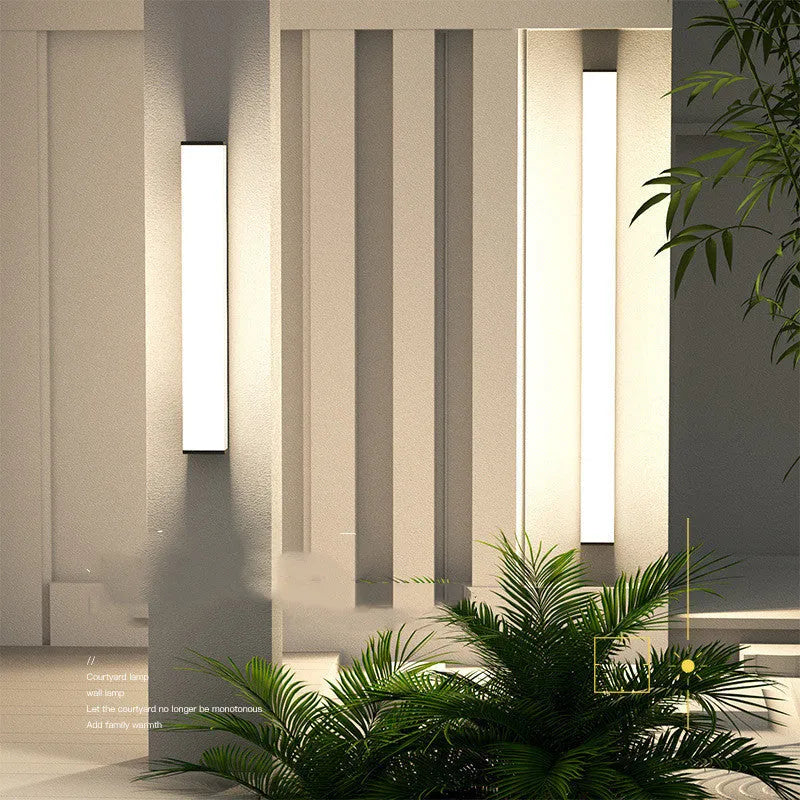 Stainless steel outdoor wall light with PC elements and 60cm height for courtyard lighting