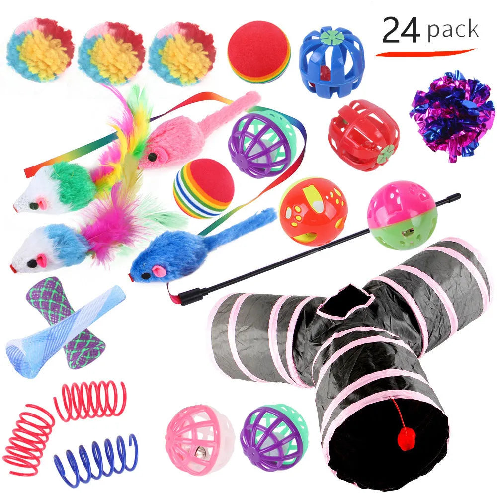 Plastic cat channel toy maze with colourful tracks and accessories for feline play