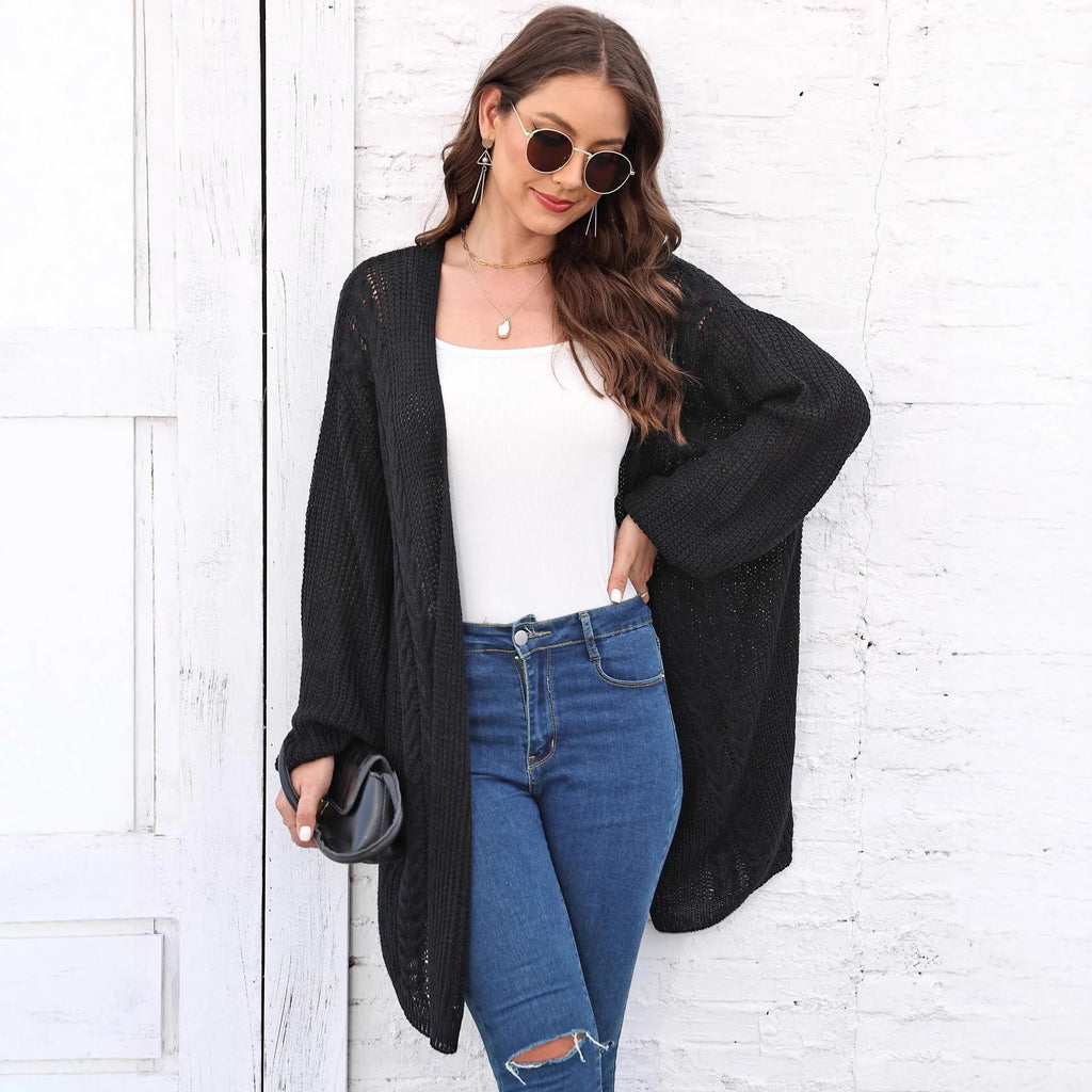 Women's loose acrylic sweater coat in free size with five colour options