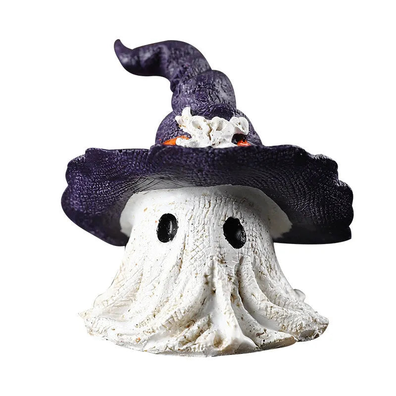 Resin wizard hat ornament decoration in black and purple colours for Halloween and holiday displays