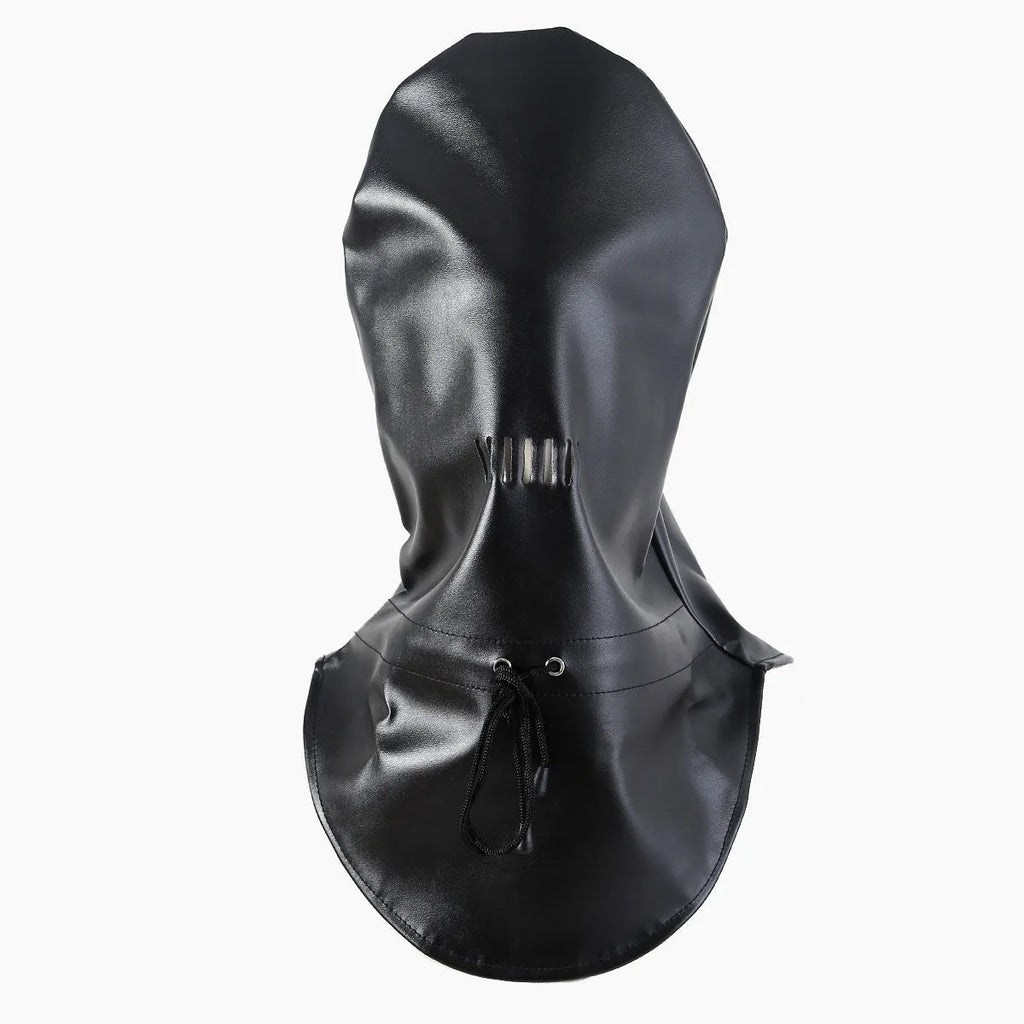 Black PU leather breathable adult roleplay mask with adjustable straps for BDSM training props