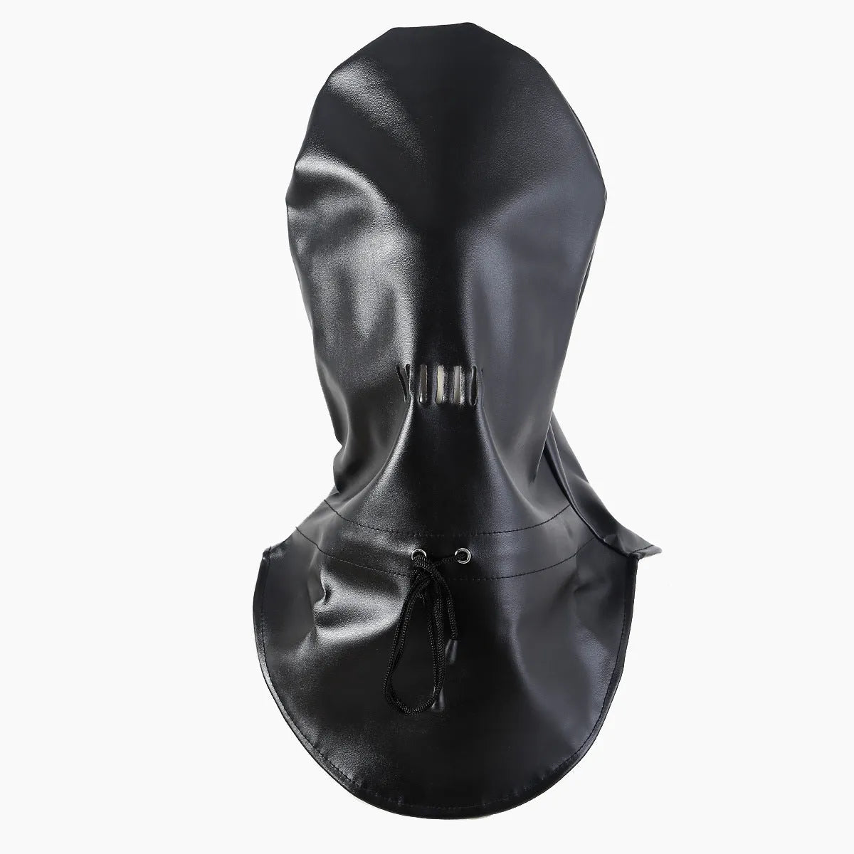 Black PU leather breathable adult roleplay mask with adjustable straps for BDSM training props
