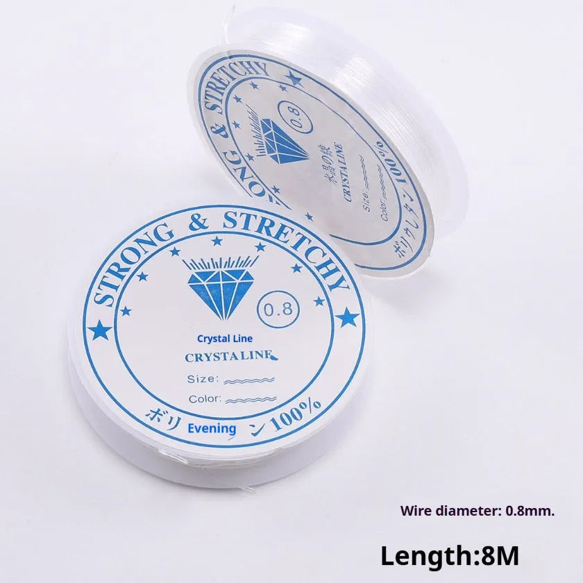 Transparent white elastic fishing line reel for jewellery making with multiple diameter options