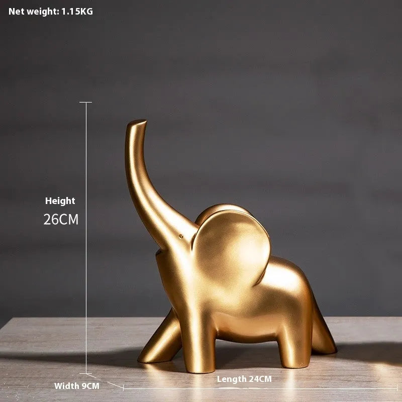 Rose gold and white resin elephant ornaments in large and small sizes displayed singly and as pairs