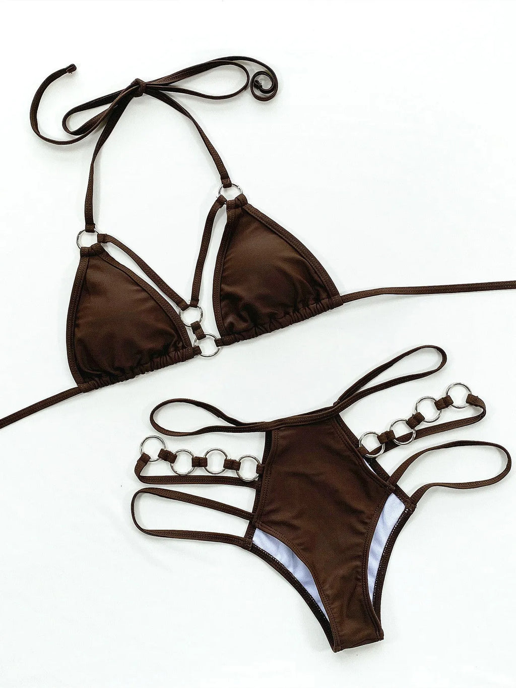 Women's separated bikini swimwear set with matching shorts in nylon fabric
