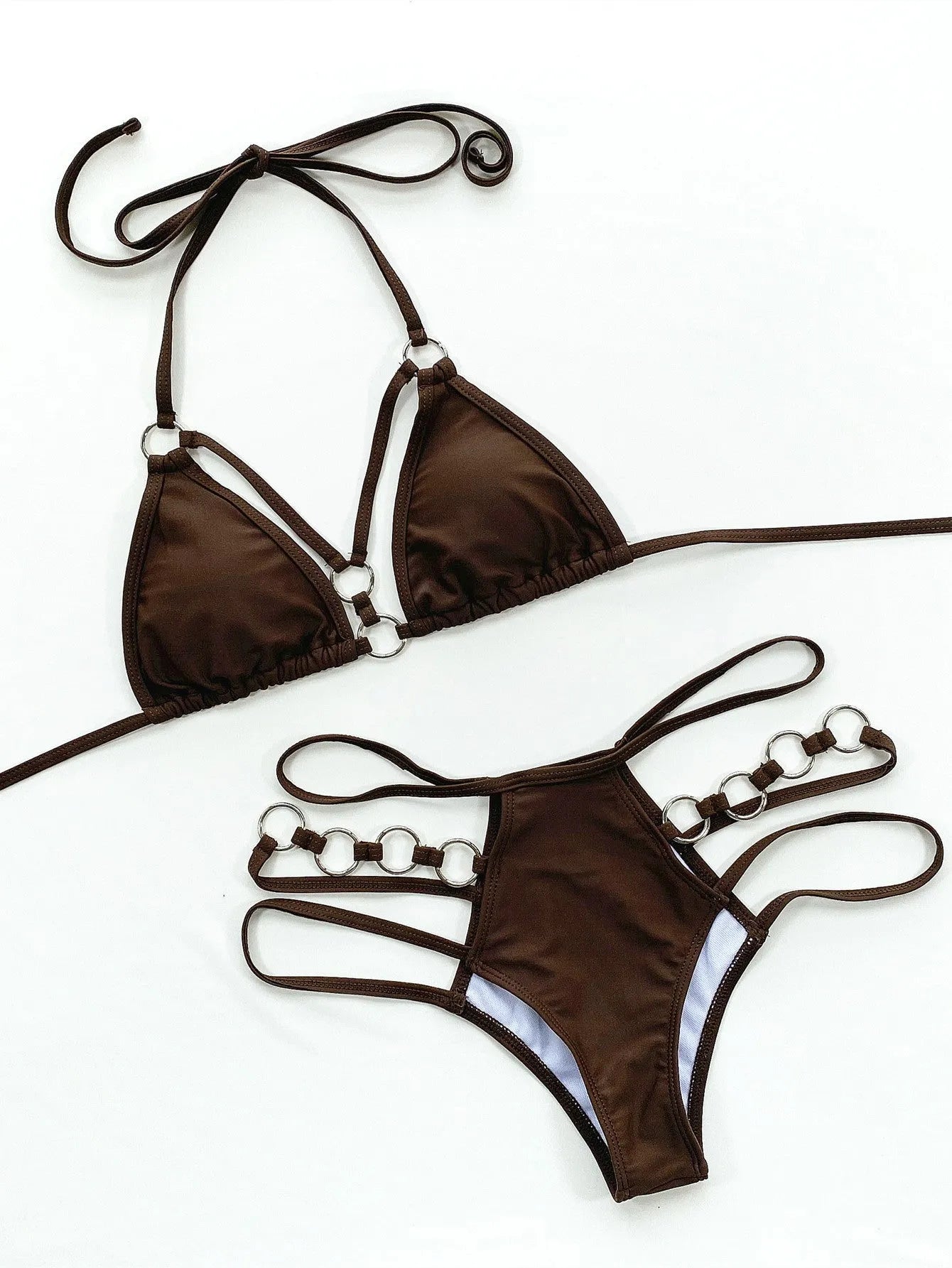 Women's separated bikini swimwear set with matching shorts in nylon fabric