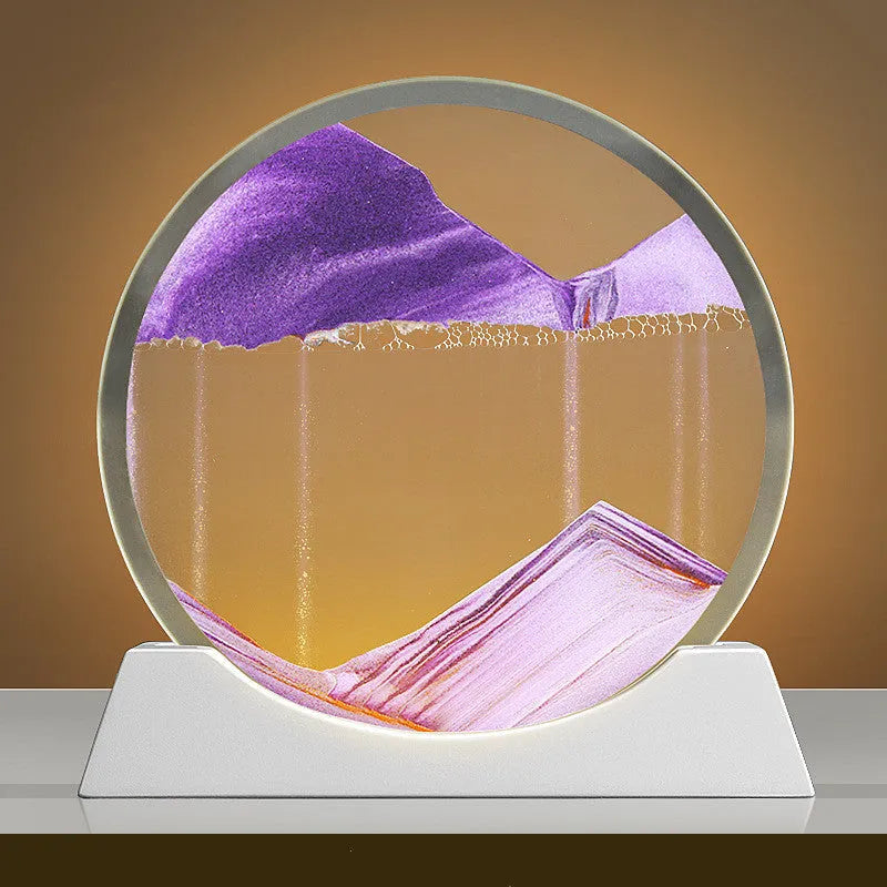 Creative quicksand painting night lamp with rotary abstract design on embroidered glass, 12 inch size