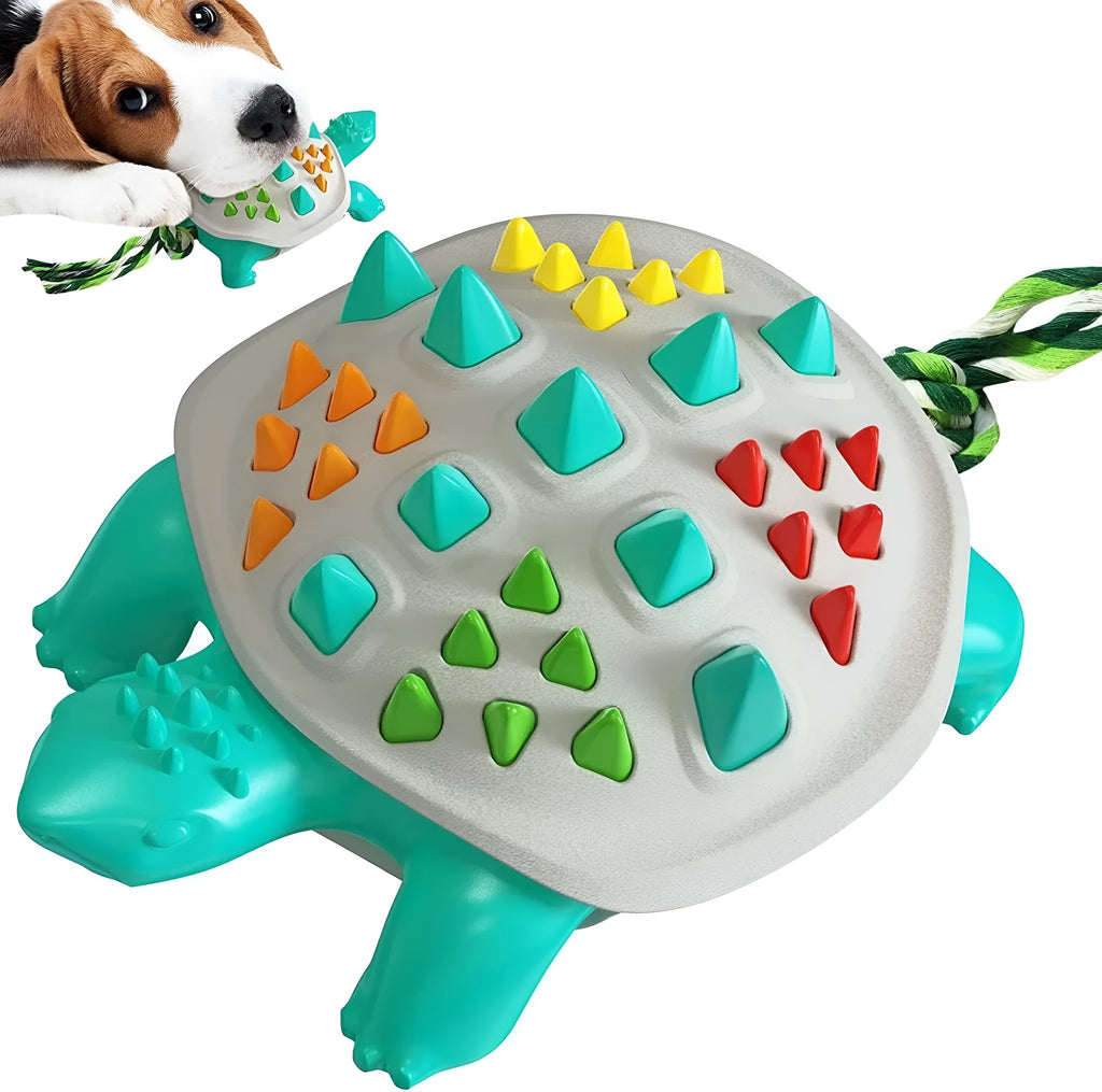 Natural rubber dog toothbrush chew toy with mint flavour for dental care and interactive play