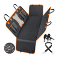 Black orange edge waterproof pet car mat with mesh window and accessory pocket