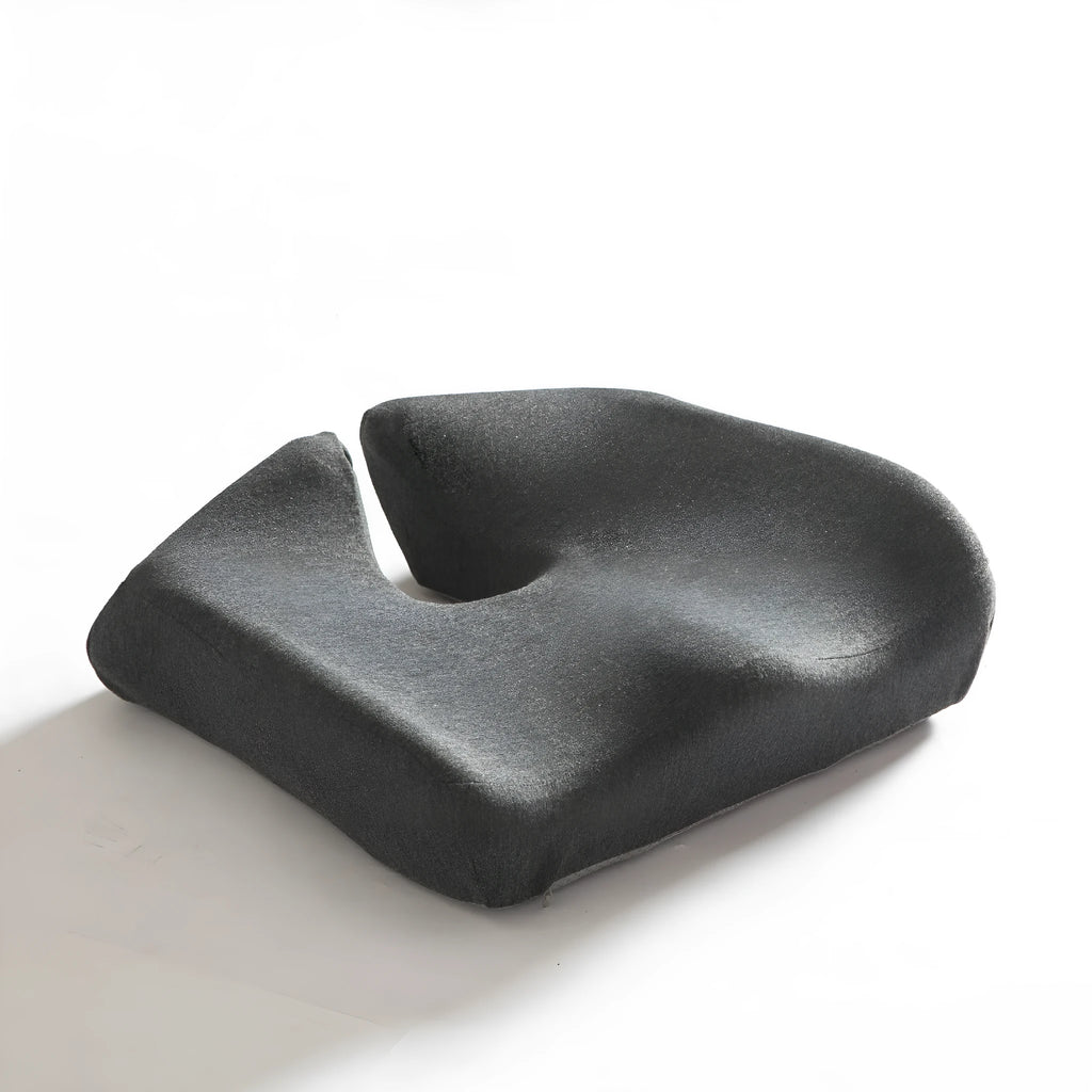 Memory foam office chair cushion shown in light grey colour with dimensions 36x40x11cm