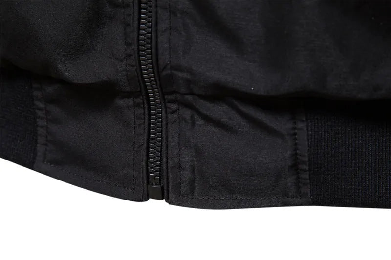 Men's thin casual polyester jacket in Army Green, Black, or Navy Blue with continental sizing