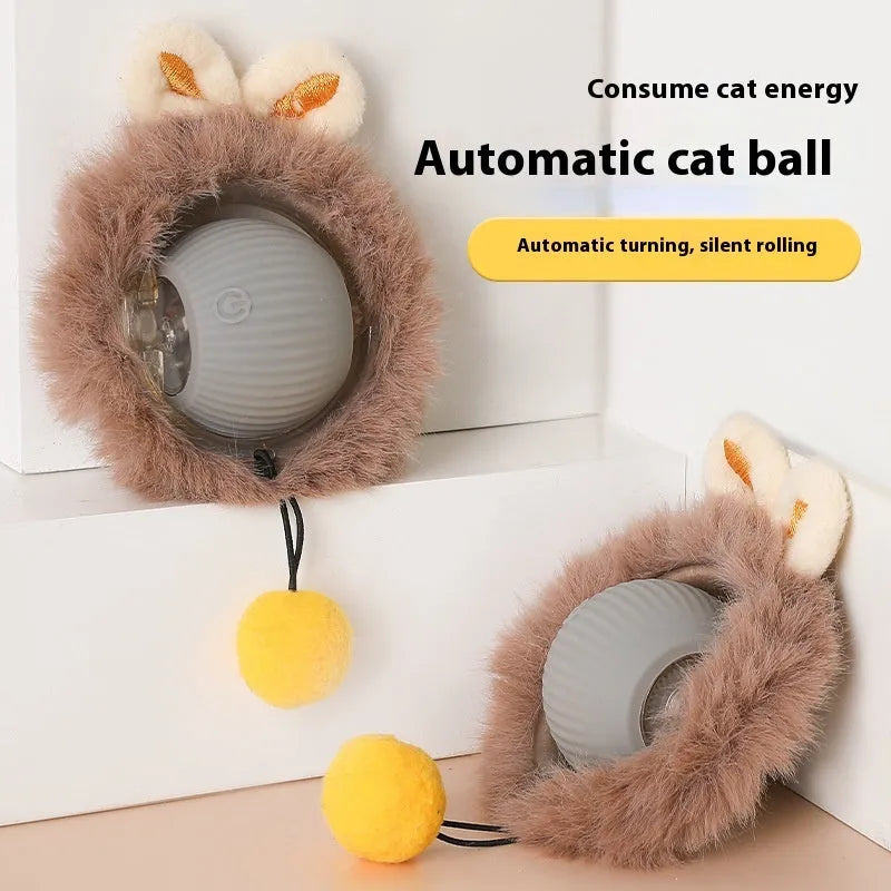 Self-moving silicone cat rolling ball toy in multiple colour options