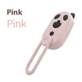 Avocado green coloured pet grooming spray massage brush with comb head on a white background.