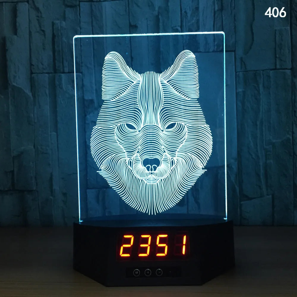 3D blue dolphin LED table night light with remote control on wooden surface