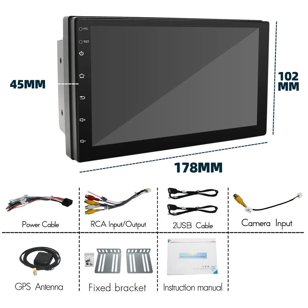 Black universal car GPS navigation MP5 player with 7-inch screen and integrated radio functions