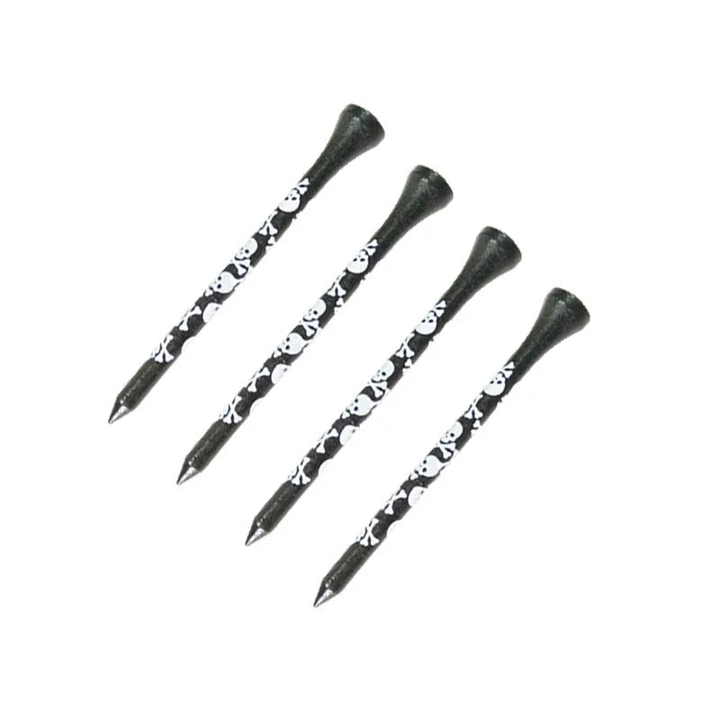 Black skull print bamboo golf dowel pins in 70mm and 83mm length options