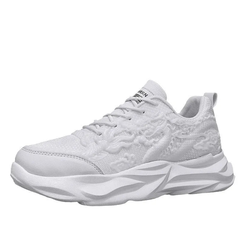 Men's dragon fly knit casual sneakers in Chinese Dragon colour with rubber sole