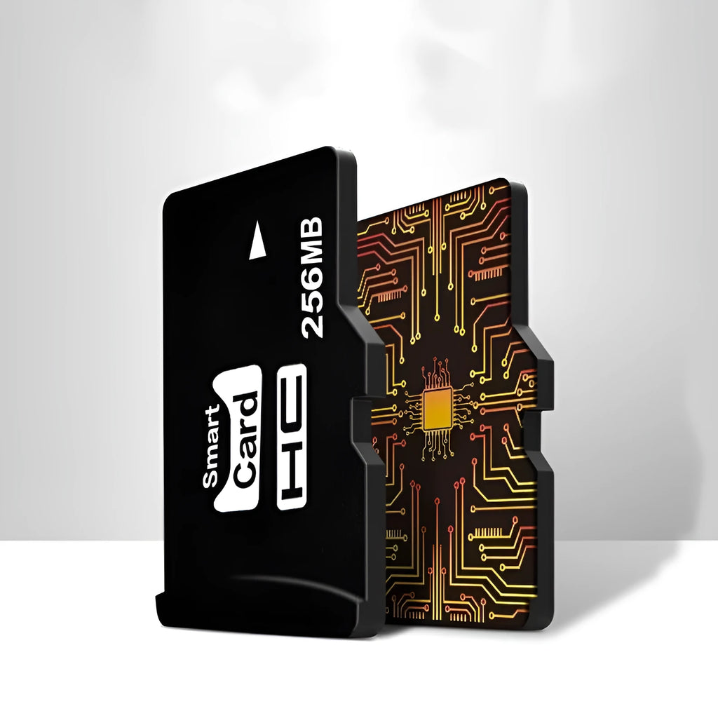 A single 256MB TF series memory card with dimensions 11mm by 15mm by 1mm.