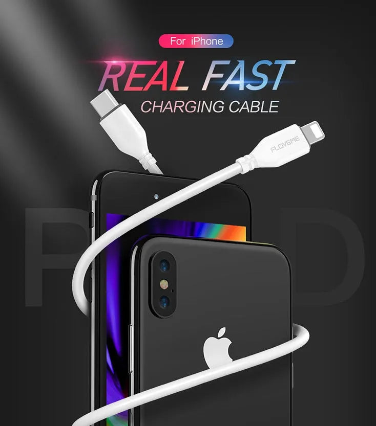 White USB-C to Lightning cable for ultra-fast iPhone charging and data transfer