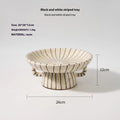 Black and white striped synthetic resin dessert plate with retro fruit ornament design