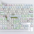 Complete set of PBT keycaps with cat and puppy sublimation designs for mechanical keyboards