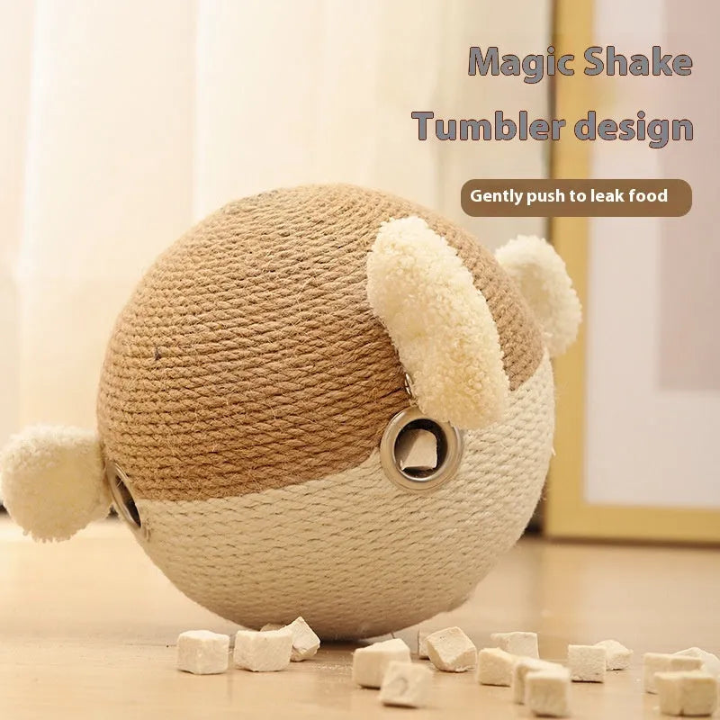 15cm cube sisal hemp puffer leakage food feeder puzzle toy for cats and dogs