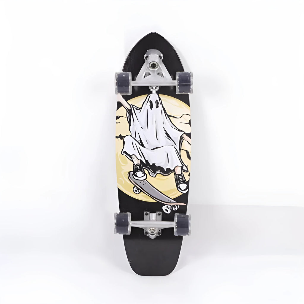 White wooden street scooter with 31-inch maple deck and urethane wheels