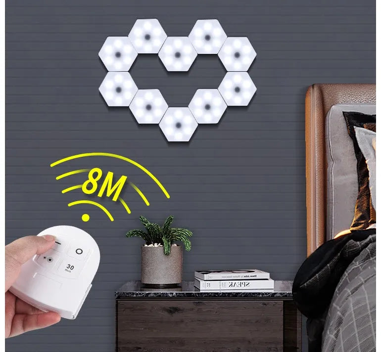 White wireless remote control patch light showing dimensions and LED configuration