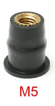 Motorcycle windshield brass rubber nut fastener kit with 10 pieces in M4, M5 and M6 thread sizes
