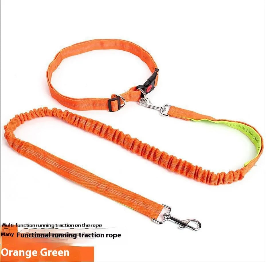 2.5cm wide outdoor running dog leash with night reflective sling in grey and green colour combination