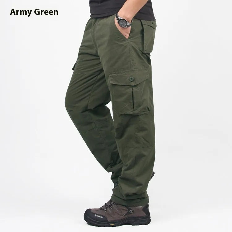 Men's cotton overalls with wool lining in loose straight-leg design