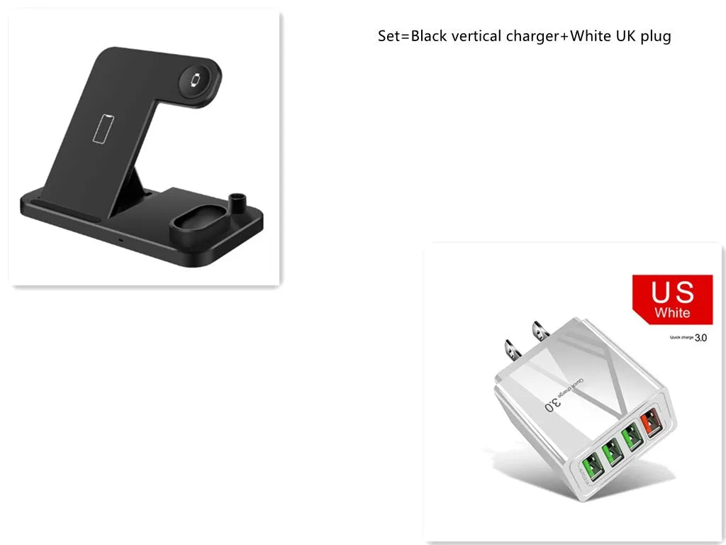 4-in-1 wireless charging station with adjustable stand for Apple Watch, iPhone, AirPods, and Apple Pencil