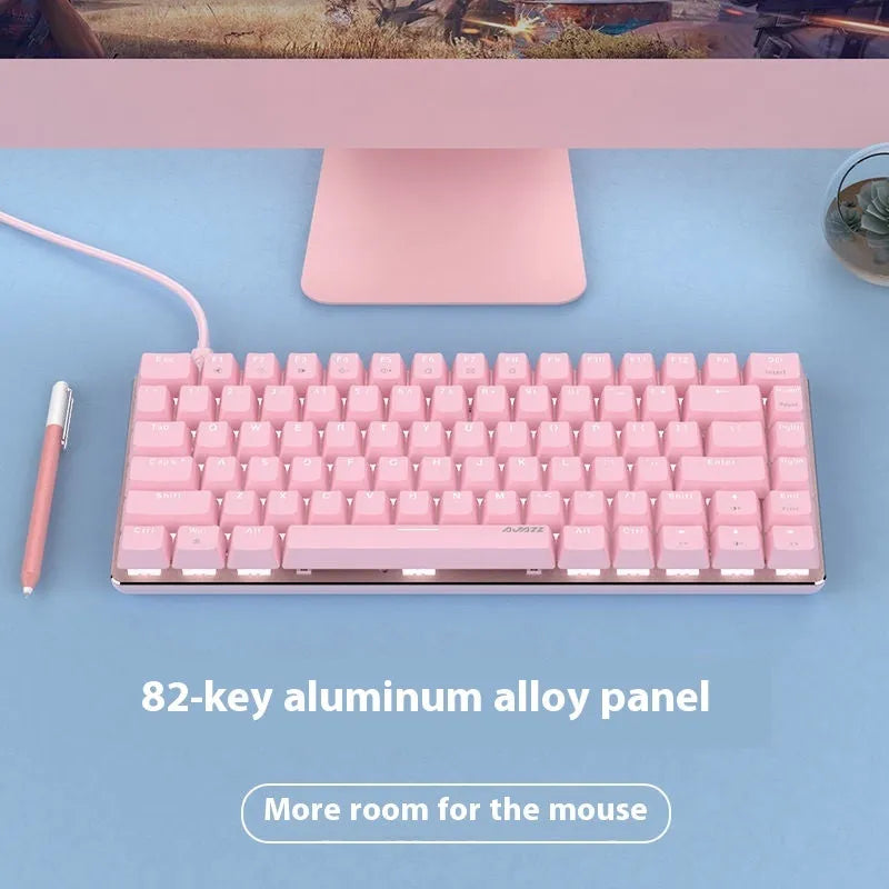 82-key mechanical keyboard with white backlight and metal casing