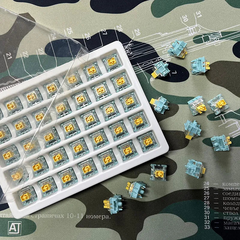 Tiger Mo Sea Salt Lemon PRO Mute mechanical keyboard switches set of 36 pieces