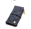 Women's vertical long retro wallet in matte PU leather with zip, shown in Army green colour