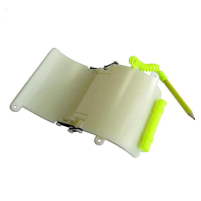 White luminous ABS underwater writing wrist board with pencil for scuba diving communication