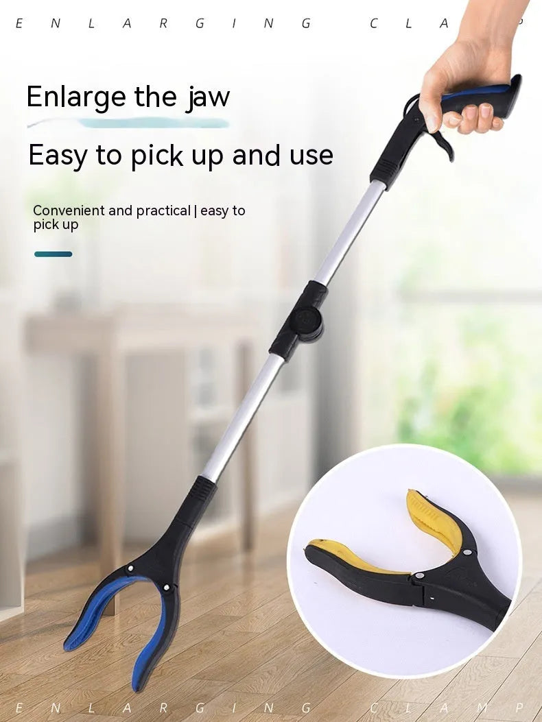 Foldable aluminium rubbish clamp with extended 80cm length and coloured handle