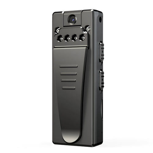 Black 1080p HD digital video camera with 90-degree rotation capability for flexible positioning