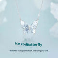 Bingyu butterfly necklace in 925 silver with ice rain pendant on adjustable O-ring chain