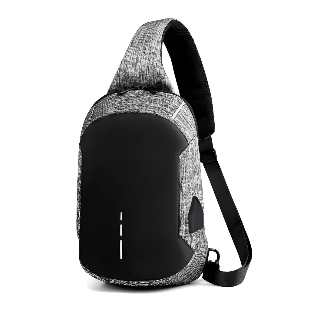Oxford cloth waterproof chest bag with mobile phone compartment in dark blue, wine red, or light grey