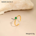 Open ended stainless steel ring with geometric heart shape and zircon detailing in choice of colours