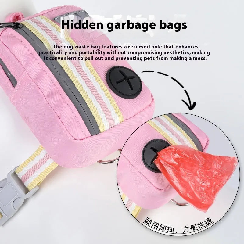 Explosion-proof anti-strangulation pet harness with 1.5m rope in green, blue, pink, yellow colours