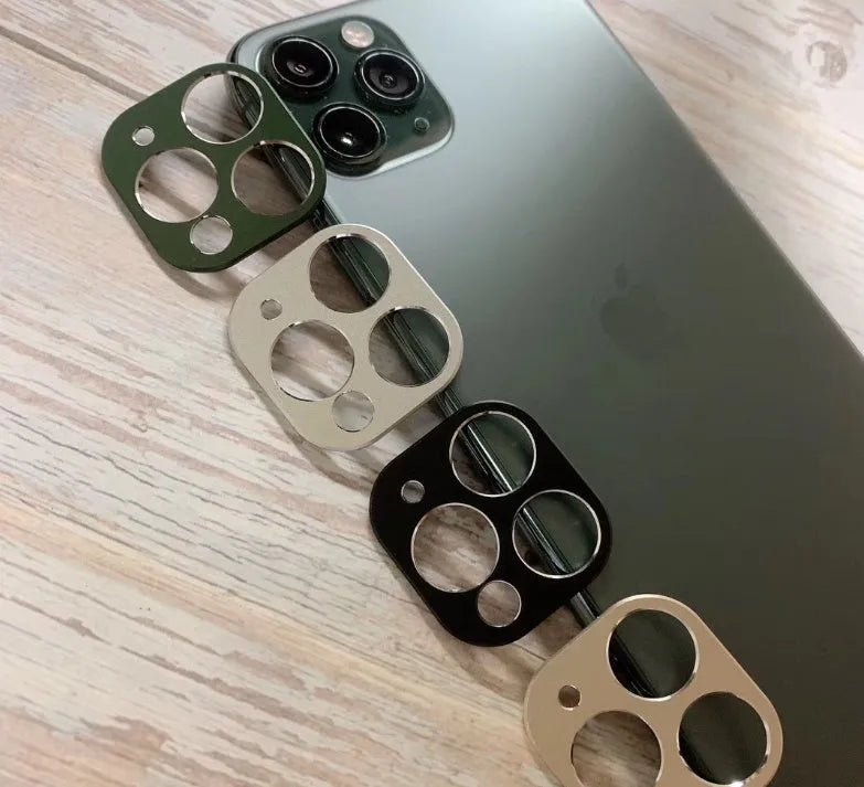 Metal camera lens protection ring for Apple iPhone 11 and iPhone 11 Pro in various colours.